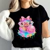 Watercolor Capybara Anime Cute Women T Shirt Fashion Casual Graphic TShirts Short Sleeve Tee Tops Summer Fashion TShirt Mujer