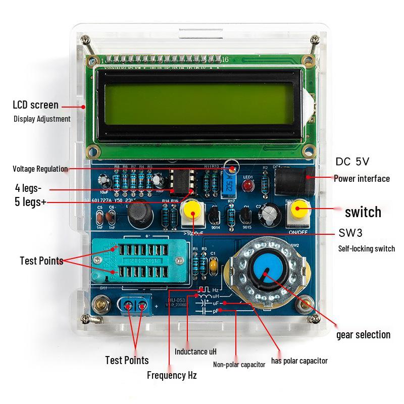 DIY Electronic Kit: Capacitance & Inductance Meter with Frequency Measurement - 51 Single-Chip Tester Circuit Board Soldering Practice