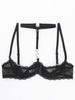 Plus Size Bras Women's Floral Lace 1/4 Cups Push Up Underwire Bra Tops Balconette Bralette Everyday Bra