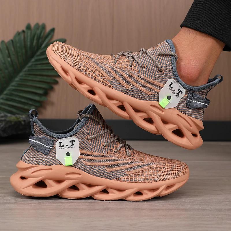 Herren Tennisschuhe Leicht Atmungsaktiv Mesh Strickdesign Dämpfung Lässige Hohlschuhe Bequeme Modische Trainingsschuhe