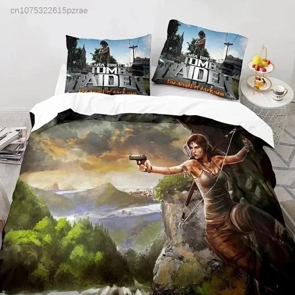 3D-Druck Spiel Tomb Raider Bettwäsche-Set Schlafzimmer Weiche Moderne Tagesdecken Bequeme Kinder Bettbezug Bettdeckenbezug Und Kissenbezug