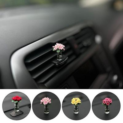 Car Mini Tree Decorations Center Console Car Mounted Green Plant Accessories Simulated Flower Decoration Cute Gift For Girls