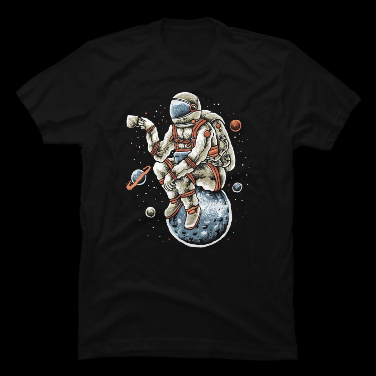 Astronaut Outer Space Coffee Black Unisex T-Shirt L