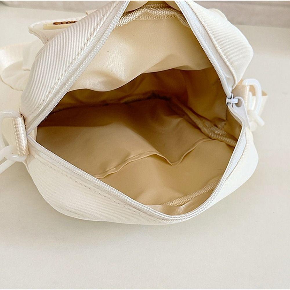 Cute Canvas Shoulder Bag Small Bear Small Square Bag Casual Nylon Crossbody Bag  Gift