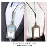 [HANATORA] ID Card Holder, Vertical Type, Genuine Leather, Neck Strap, with Back Pocket, for Employee ID, Shrink Leather, Men's & Women's, Brand, Gift