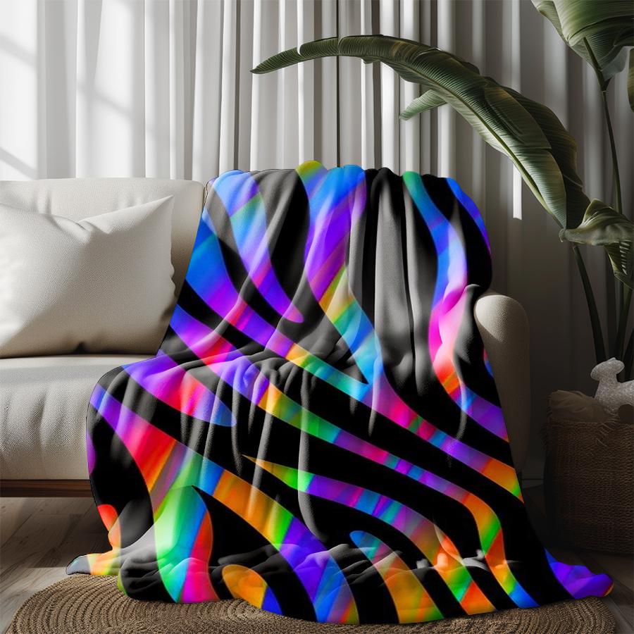 Colorful Zebra Pattern Microfiber Flannel Cover Blanket Bedroom Living Room Sofa Soft And Comfortable Home Decoration