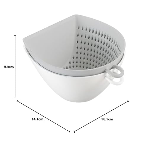 Akebono Sangyo Colander and Bowl Set, White, Made in Japan. Quickly scoop up ingredients cut on your cutting board and move them without spilling. Hol