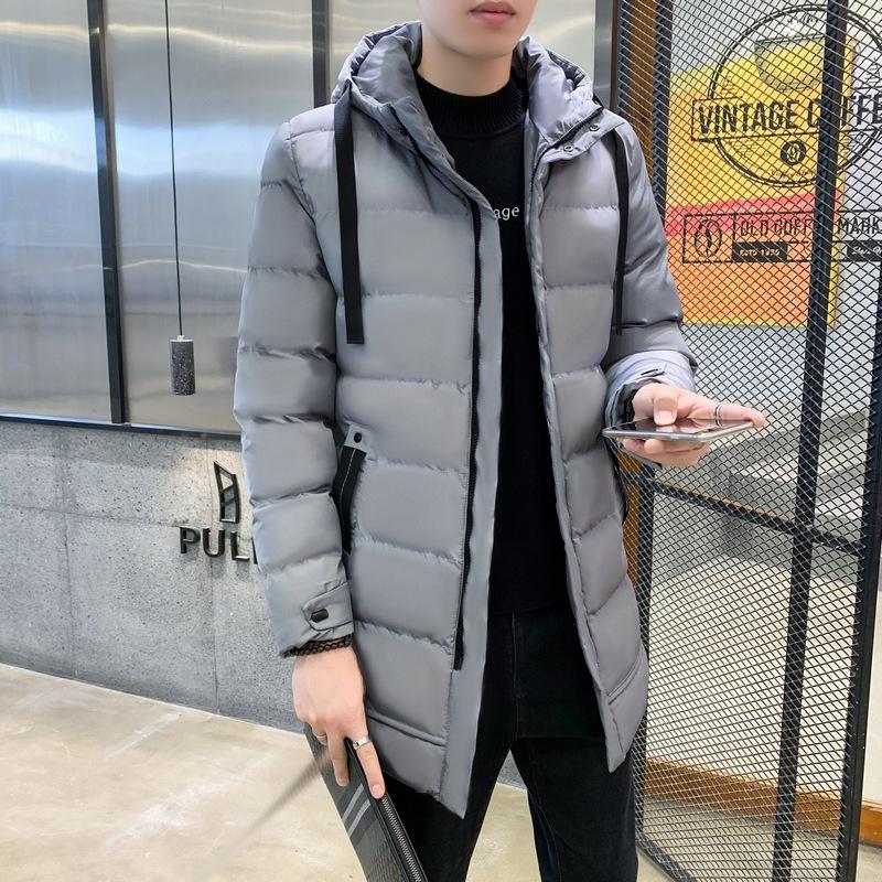Mid-length Cotton Coat for Men, New Winter Loose Plus Size Solid Color Hooded Down Cotton Coat, Thickened Cotton Coat