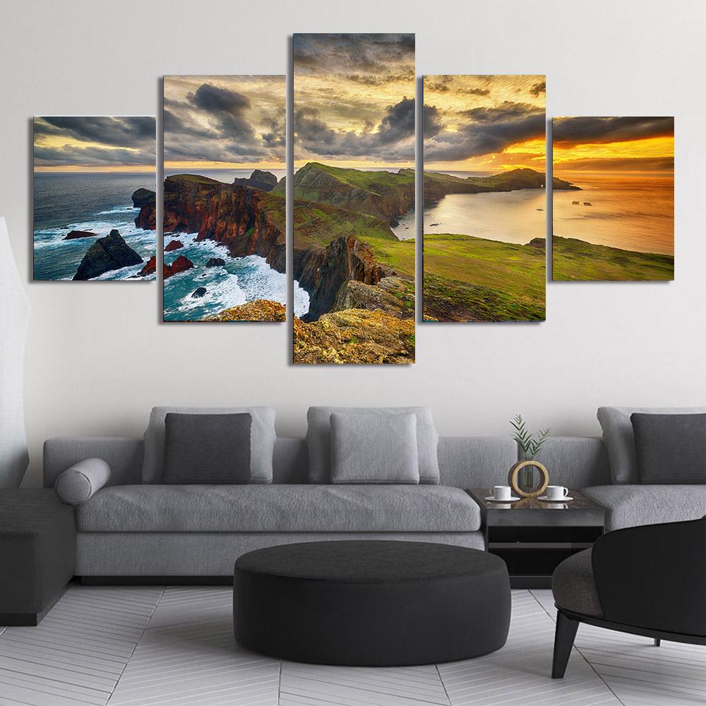 

5 панелей пейзаж красочное небо море пляж рок холст живопись постеры с природой и принты настенные художественные фотографии домашний декор без рамки 40x60 40x80 40x100cm