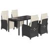 VidaXL Garden Dining Set Cushions 5pcs Black Wicker 3212884