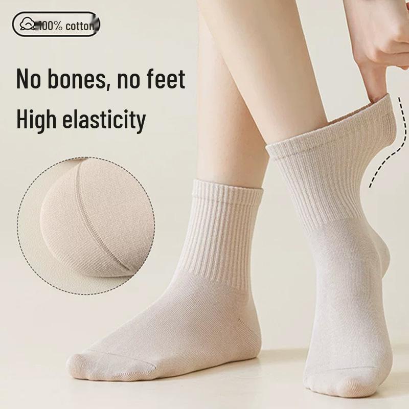 Women's 100% Cotton Short Seamless Socks - Odor-Resistant, Sweat-Absorbent, Antibacterial White Sports Socks for Spring/Summer.