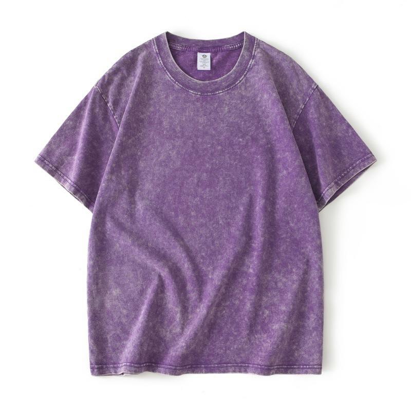 S-5XL 240gsm Хлопковая ретро футболка с заниженными плечами для мужчин и женщин — фото 6