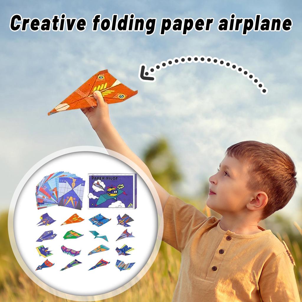 48 Pc DIY Paper Airplane Book, 16 Creative Folding Paper Airplanes, 48 Colorful Sheets, Suitable For Gifts Of 6-12+11 * 8.3 Inches For Boys And Girls
