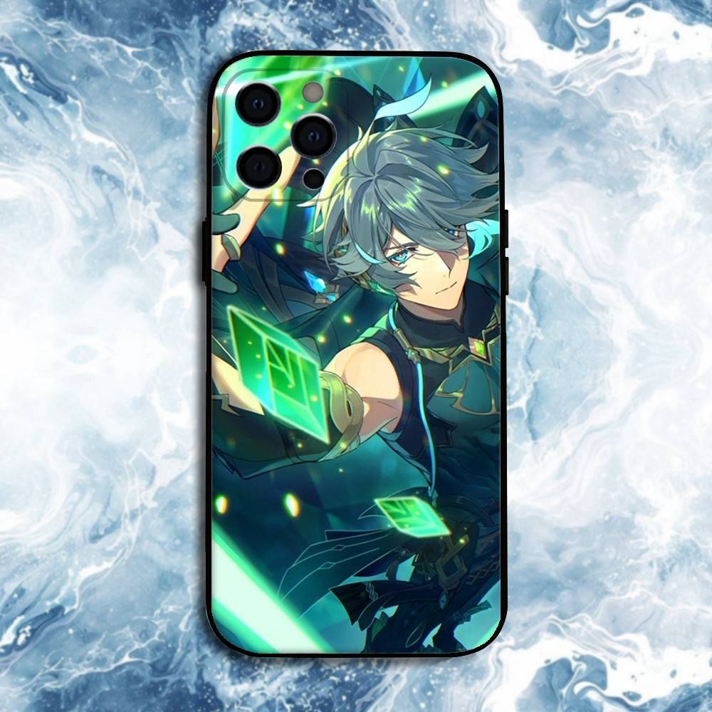 Genshin Alhaitham Phone Case For iPhone17,16,15,14,13,12,11 Plus,Pro Max, Soft Silicone Black Cover