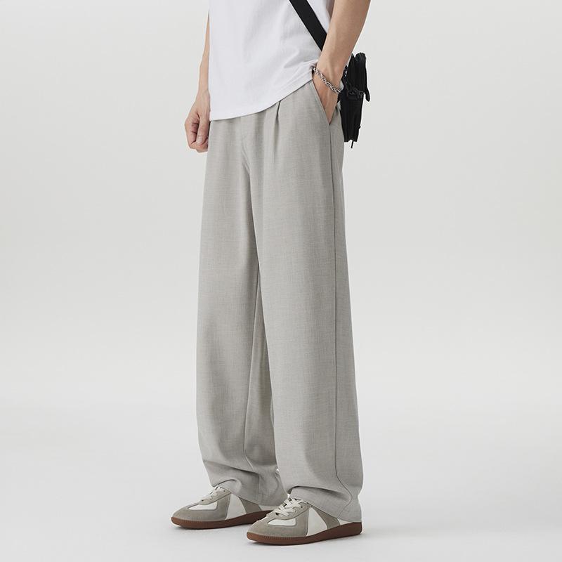 High-end casual pants men's spring and summer new old money style business pants loose straight wide-leg trousers men