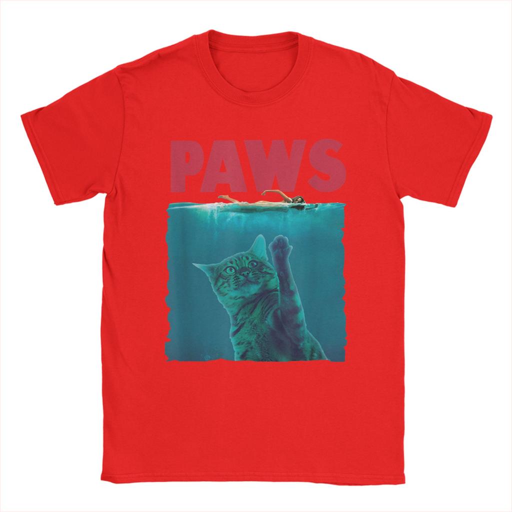 Paws Kitten Parody Funny Cat T Shirt Men 100 Cotton Cool TShirt O Neck  Tees Short Sleeve Clothes Gift Idea