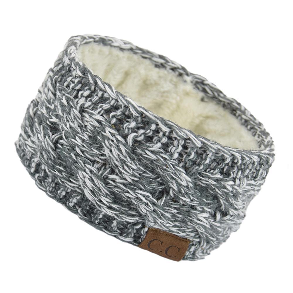 

Европейская и американская бархатная вязаная шерстяная повязка на голову, цветной дизайн с переплетением нитей, теплая защита ушей для осени и зимы серый