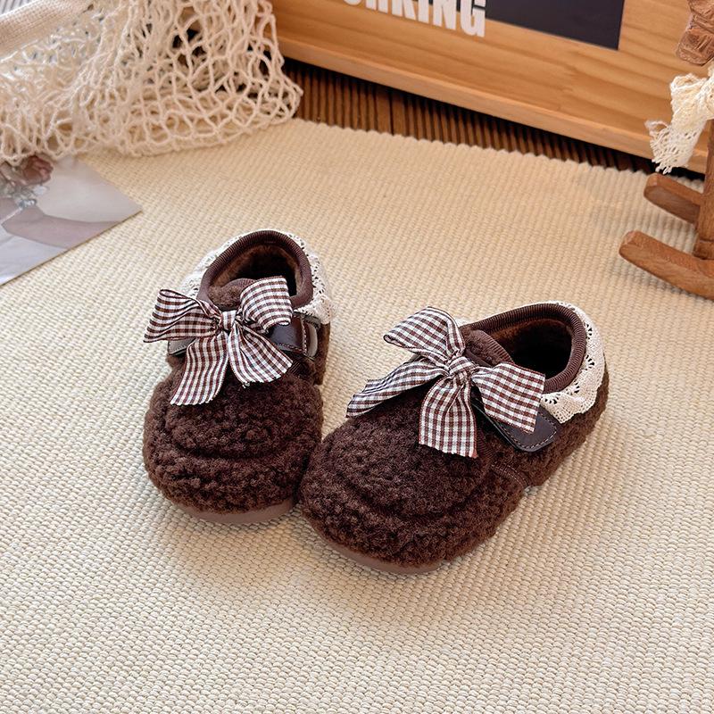 Toddler Fleece-Lined Warm Cotton Shoes: Lambswool Baby Soft Sole Walker for Little Girls