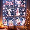 Pink Christmas Wall Stickers Christmas Trees Christmas Wooden Houses Static Stickers Festival Party Decor Glass Stickers