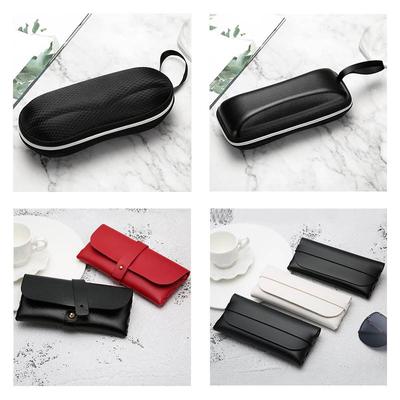 Simple Black Sunglasses Case Eyewear Cases For Women Glasses Box With Lanyard Zipper Eyeglass Bags For Men Eyewears Cloth Bag