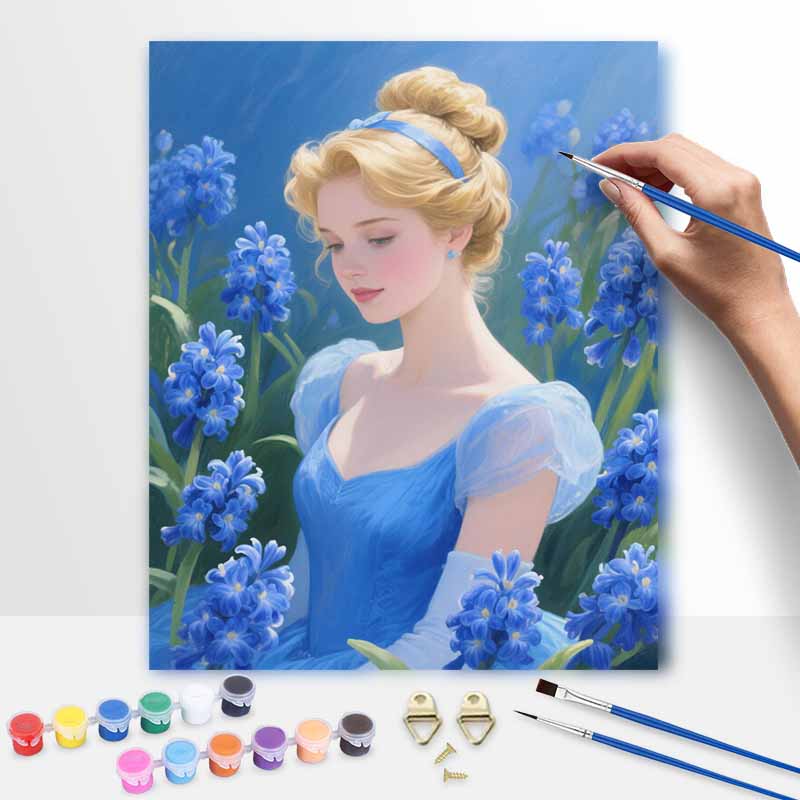 Disney Cinderella Blue Flower Oil Painting by Numbers Art Kit Home Decor Gift