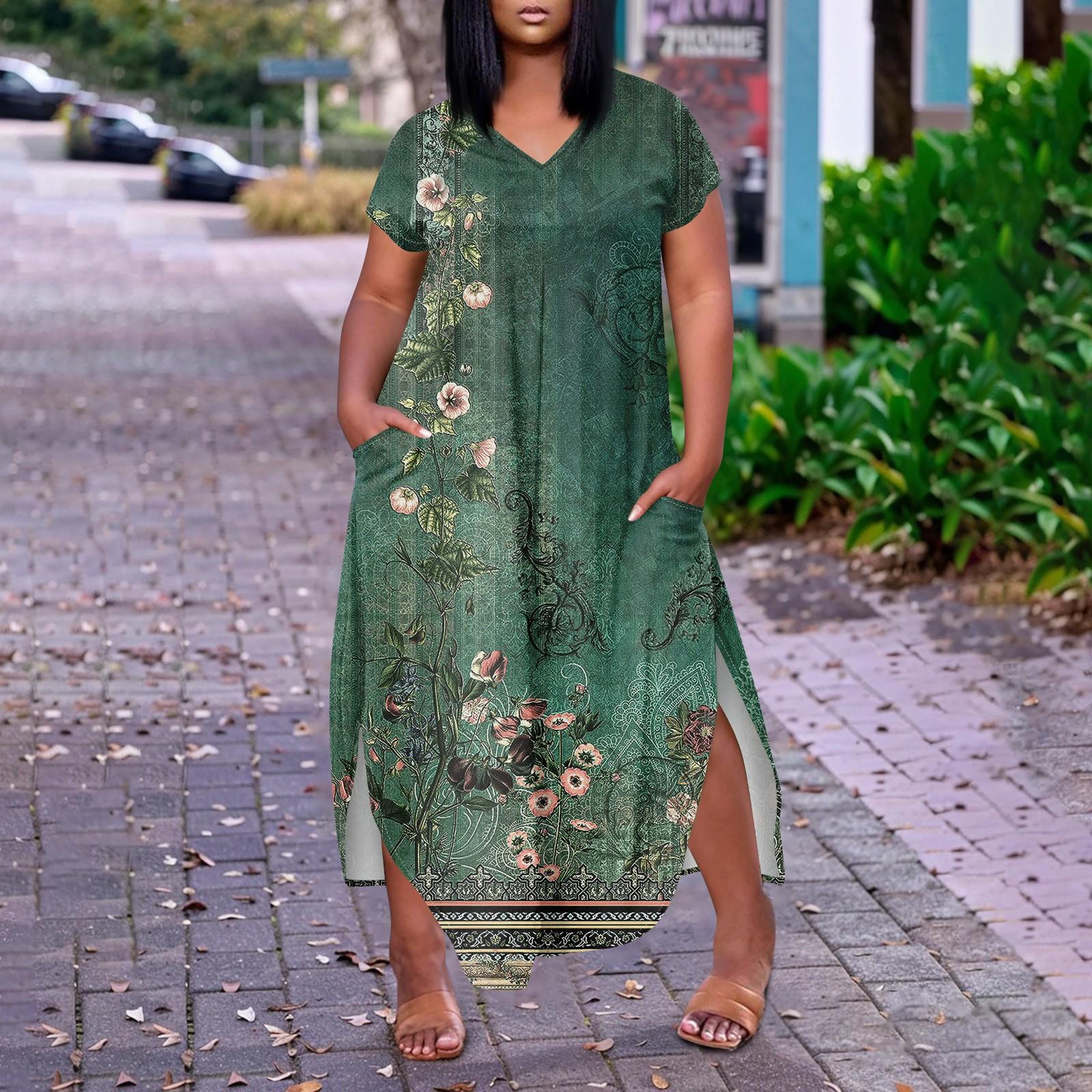 

Женское повседневное платье с коротким рукавом и круглым вырезом больших размеров Temperament XXXL