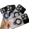 Applicable To Apple 14 Electroplated Large Window Magnetic Suction Bracket Mobile Phone Case IPhone 15 Pro Leak-proof Cover