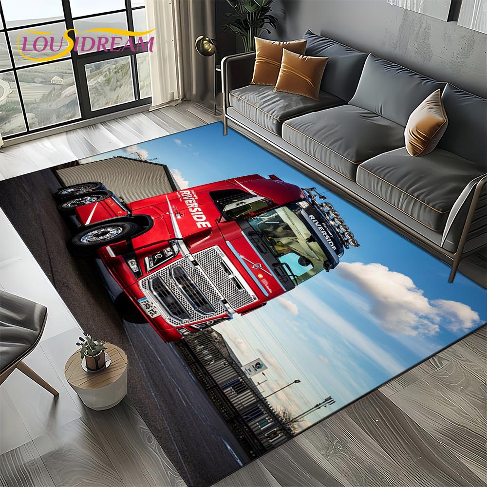 3D Print Volvo Truck Lorry Motorcycle Carpet Rug for Living Room Bedroom Home Sofa Decoration,kids Area Rug Non-slip Floor Mat