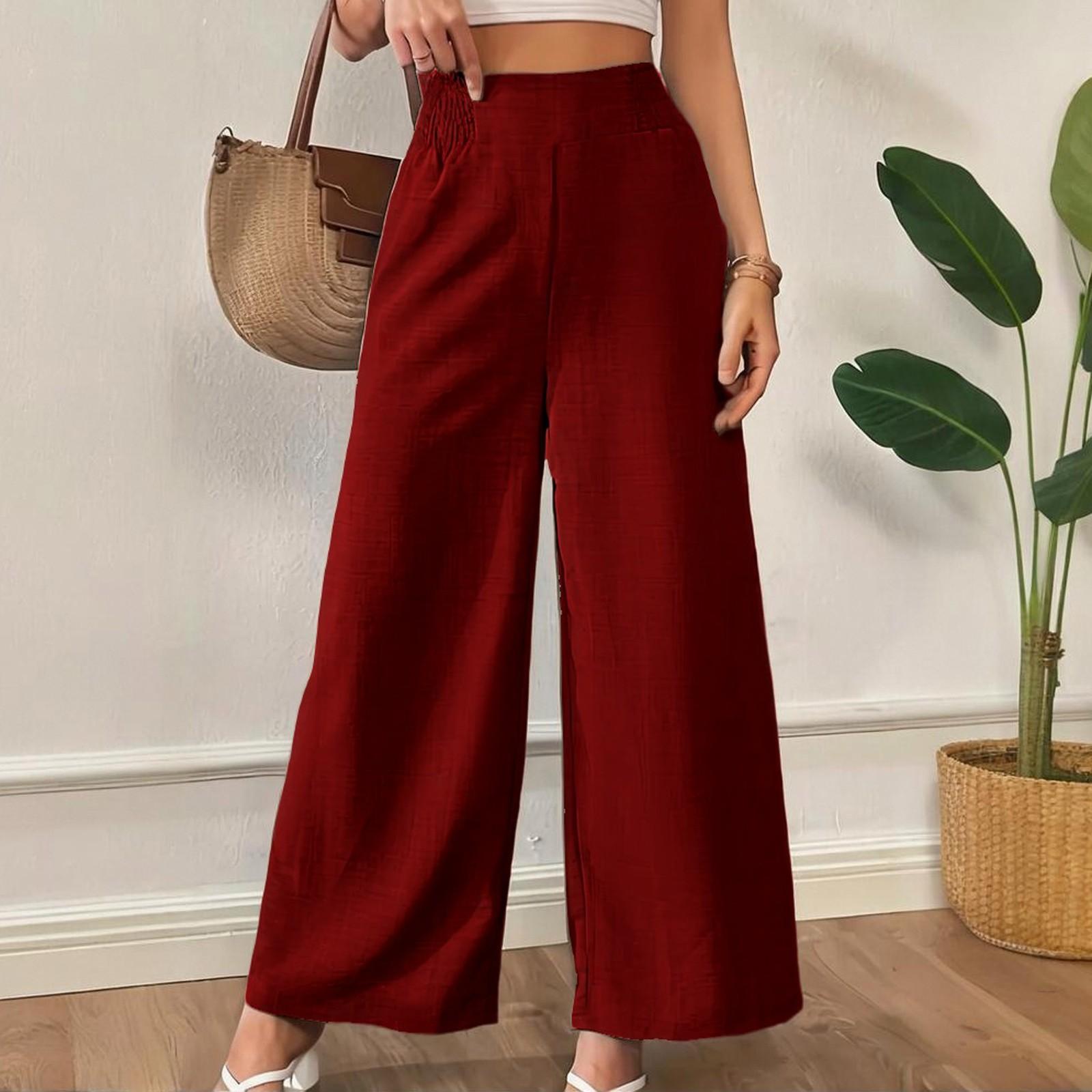 

Женские модные повседневные брюки с широкими штанинами и брюки с высокой талией XL винный