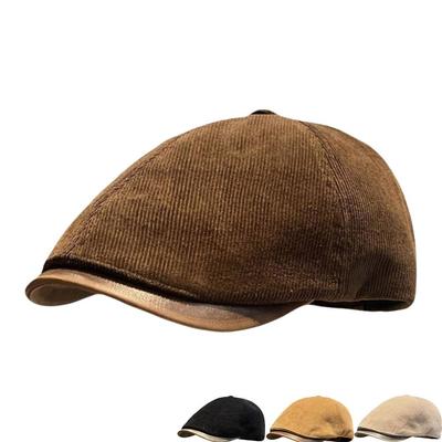 Fashion Retro Corduroy Beret Hat Adjustable Baker Peaked Newsboy Hat Cotton Painter Hat Travel