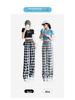 Women's High-Waist Plaid Wide-Leg Drape Pants - Black/White