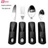 Adaptive Stainless Steel Anti-Tremor Tableware Set: Ergonomic Knife, Fork, Spoon with Rubber and Plastic Handles for Elderly Assistance
