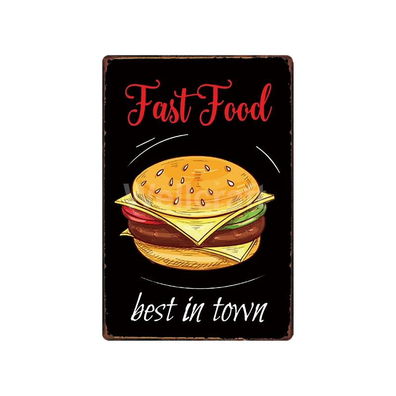 [ WellCraft ] Fast Food Hot Dog Ice Cream Pizza Coffee Metal Sign Wall Plate Pub Bar Vintage Painting Personality Decor LT-1723