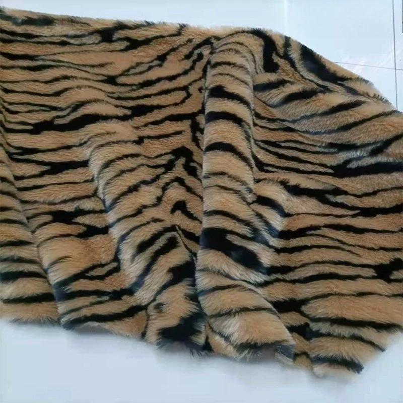 Tiskový plyšový syntetický kožušinový látka Leopardí potisk Tygr potisk Zebra Kostým na vystoupení Umělá kožešina Oblečení Koberec Domácí látka