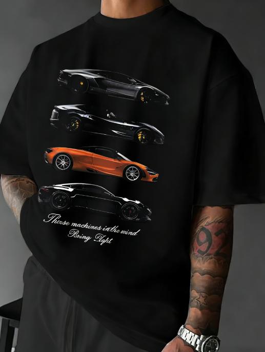 2026 Neues Frühjahr/Sommer Supercar Modifiziert Kulturell Bedrucktes Baumwoll-Kurzarm-T-Shirt für Herren Locker und Modisch Freizeitkleidung