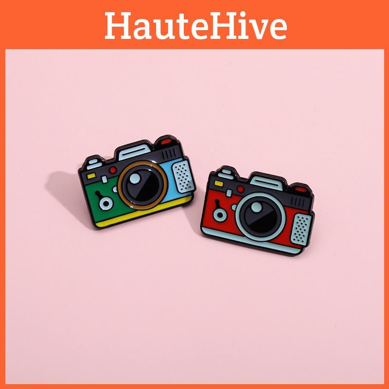 Creative Geometric Camera Style Enamel Brooch For Customizable Fashion Statement