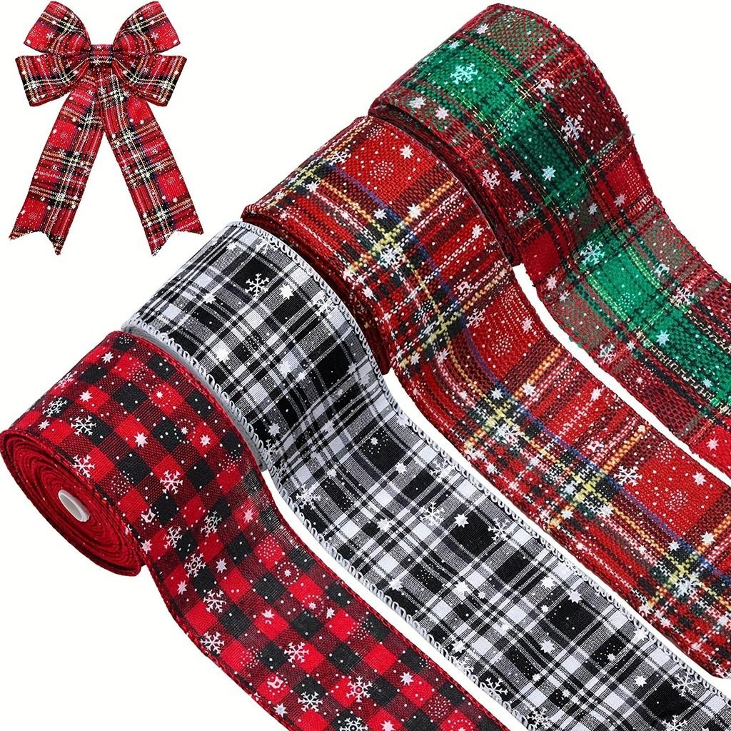 Colorful Christmas Plaid Ribbon Set For Diy Gift Wrapping And Bow Decor