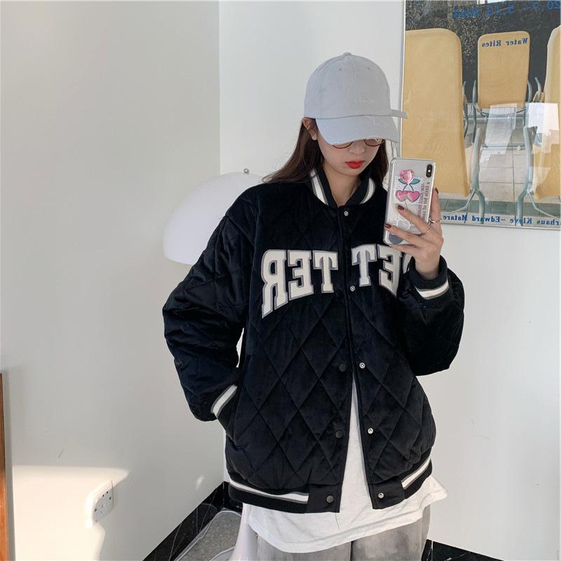 

Autumn Winter Baseball Padded Jacket Thickened Women s Jackets XL