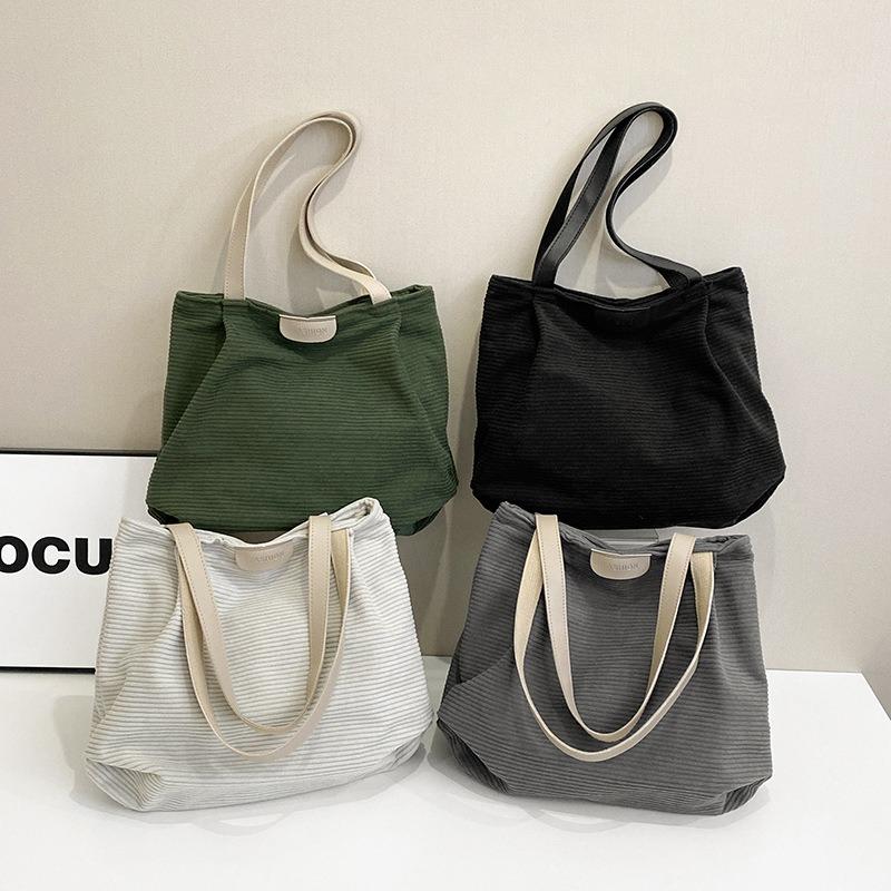 Casual Large-capacity Tote Bag Corduroy Bag New Autumn and Winter Shoulder Handbag Commuter Bag
