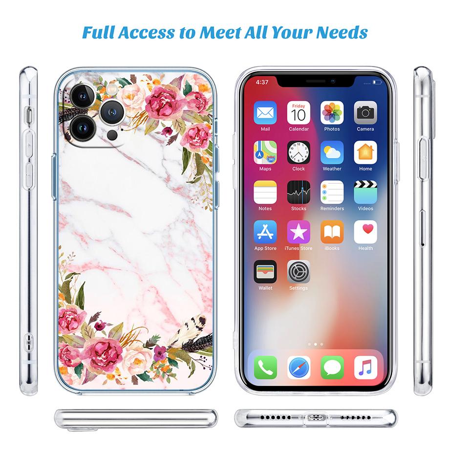 Red Rose Marble Transparent Phone Case for Samsung Galaxy A04 A04S A14 A23 A34 A54 M23 M33 M52 M53