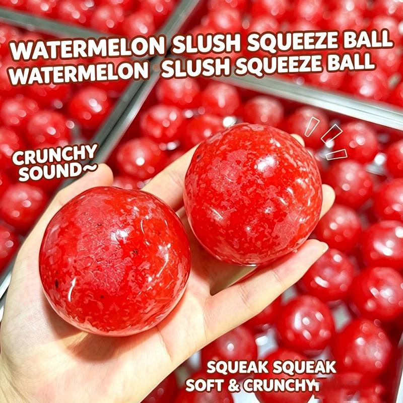 Soft Watermelon Slush Squeeze Ball DIY Handmade Squishy Toy Squeeze Ball Make Crunchy Sound Relaxing Fidget Stress Toy