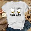 Camiseta de Verão de Manga Curta Feminina Engraçada Estampa de Letra Boo Bees Camiseta Casual Camiseta Feminina Tops Sexy Roupas Harajuku Kawaii