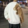Bluza dla pary Jesień Zima Kreskówkowy Niedźwiedź Okrągły Dekolt Długie Rękawy Rekreacyjna Wygodny Krój Oversize Miękka Ciepła Męska i Damska Top Sportowy