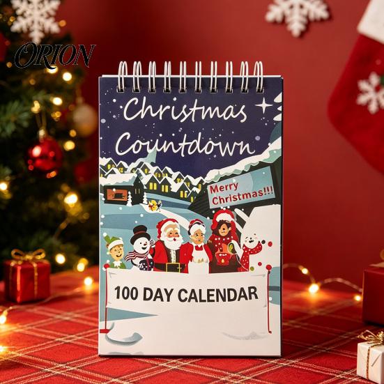 Compact Holiday Calendar 2027 Christmas Advent Countdown Calendar, 100 Days Desktop Paper Flip Desk for Home Office Decor Festive