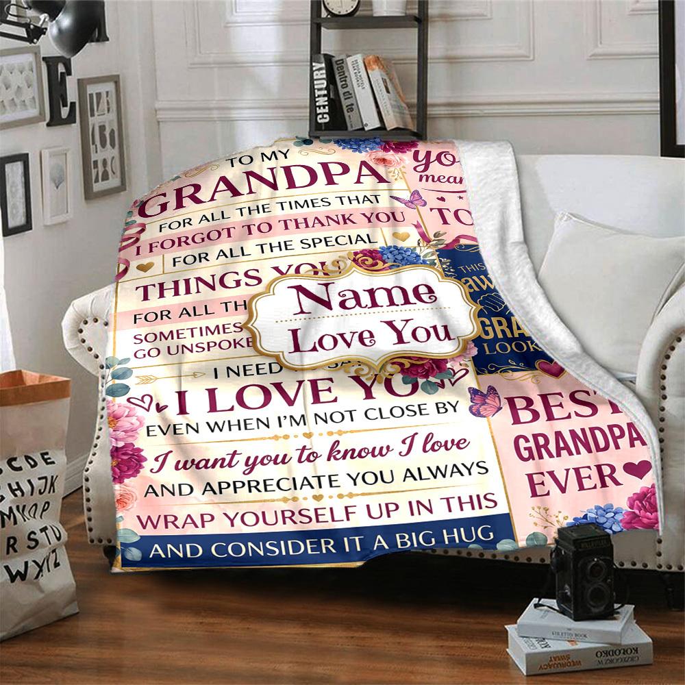 Grandpa Appreciation Collage Customize Your Name Blanket Warm Comfortable And Soft Blankets Are Suitable For Home Lunch Break Blanket Office Sofa Sofa