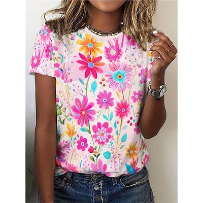 3D Printed Women's Round Neck Short Sleeved T-shirt
