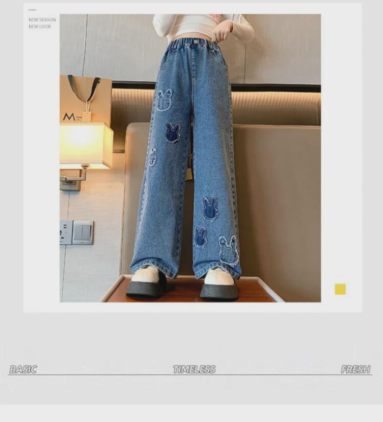 Fasjonable jenters vide jeans: Trendy vår- og høststil for store barn