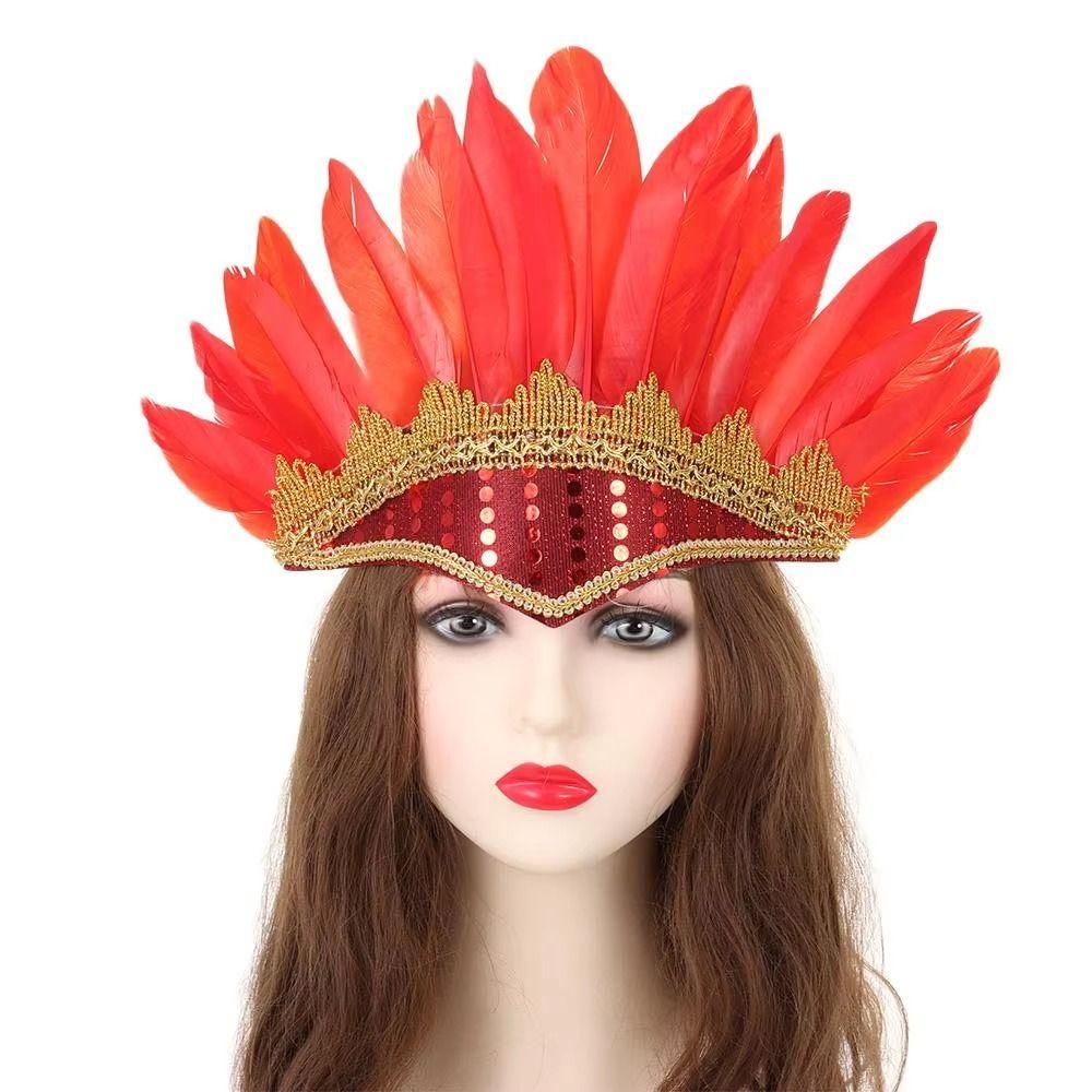 Hair Band Chief Headdress Adjustable Carnival Costume Headwear Feather Headdress Adult Kids