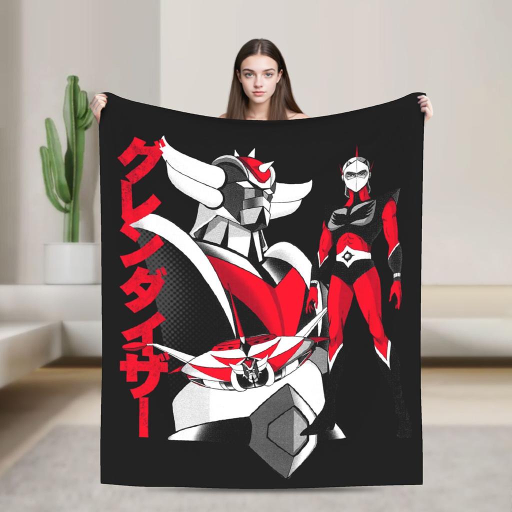 Mazinger Z Manga Knitted Blankets Coral Fleece Plush UFO Robot Grendizer Warm Throw Blanket for Bedding Couch Bedspread