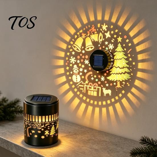 Festive Projection Lighting for Holidays Solar Christmas Light, Waterproof Metal Wall & Fence Lantern, Warm White And Multi Decorative Lamps